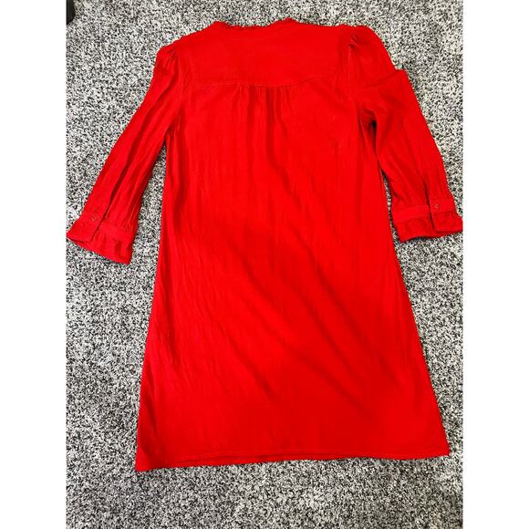 Ba&sh Track Grenadine Lady Dress Long Sleeve V Neck Shift Dress 1 Womens S Red - Picture 8 of 9